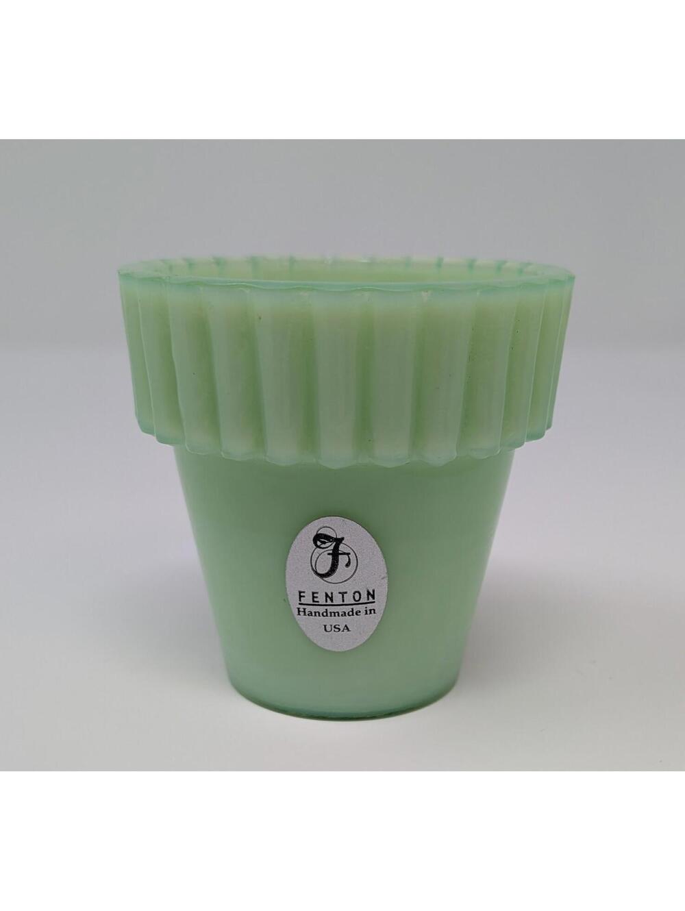 Martha Stewart Collection Fenton Satin Green Jadeite Glass 2 3/8" Tall - MBM